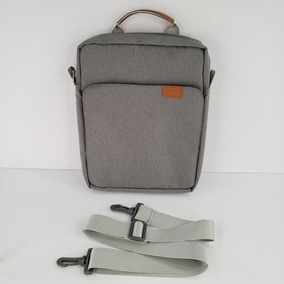 Tablet iPad Crossbody Carrying Case Bag Gray Softsided Canvas Zip Close  Lt Grey - Picture 1 of 6